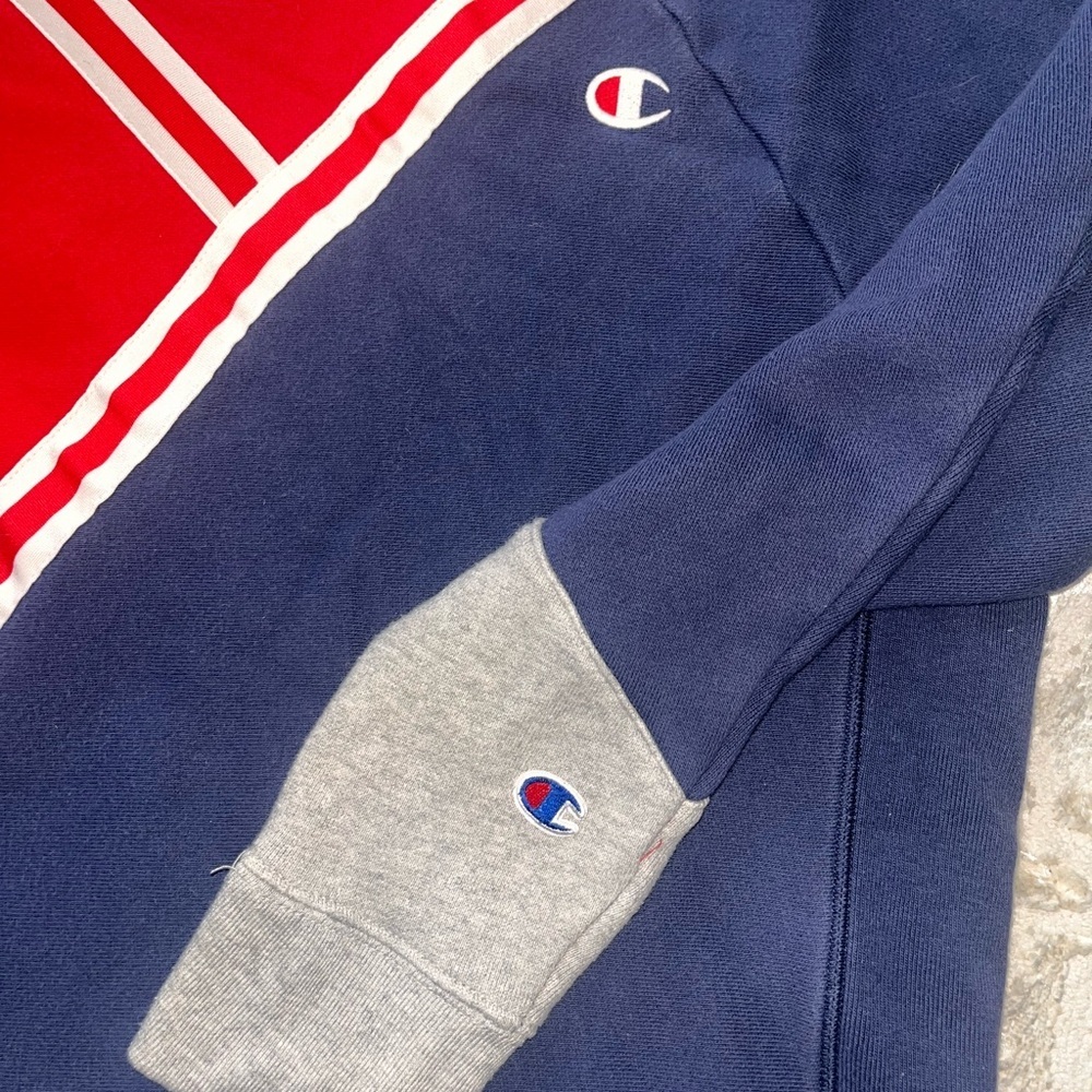 Vintage Champion reverse weave color block Men's Tri-Color Crewneck Sweater - Picture 2 of 3